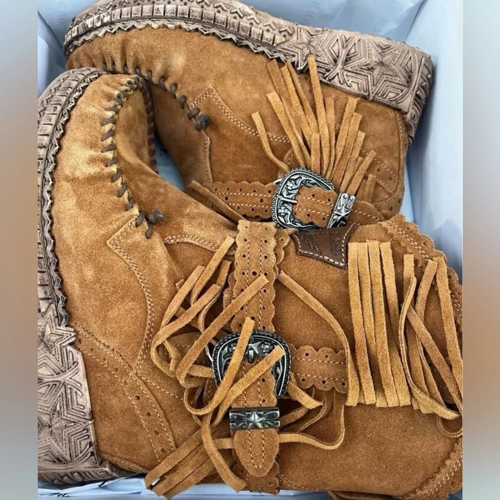 EL VAQUERO BROWN MOCCASIN WEDGE BOOTS SIZE 37 7 - Picture 5 of 6